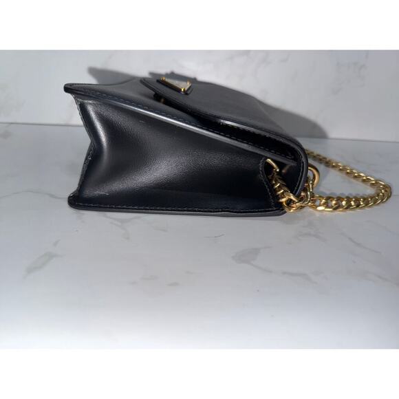 Prada Saffiano Leather Chain Wallet Black Gold Hardware - Picture 6 of 9